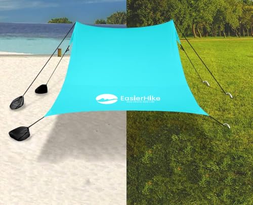 easierhike Beach Canopy Windproof Design, Sun Shelter UPF50+ Portable Family Tent with 6 Sandbags Anchors 10x10 FT 2 Pole Pop Up Outdoor Shelter for Beach, Camping, Fishing, Backyard