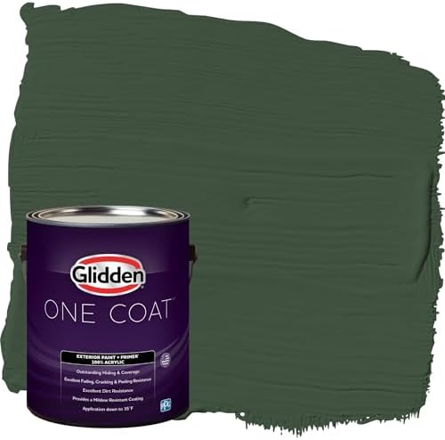 Glidden One Coat 1 gal. Pine Forest/Green Satin Exterior Paint with Primer