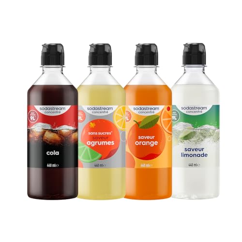 Sodastream Pack Découverte - Concentrés Cola, Agrumes Sans Sucres, Limonade et Orange pour Machine à Eau Pétillante et Soda | Préparez jusqu'à 9 litres...