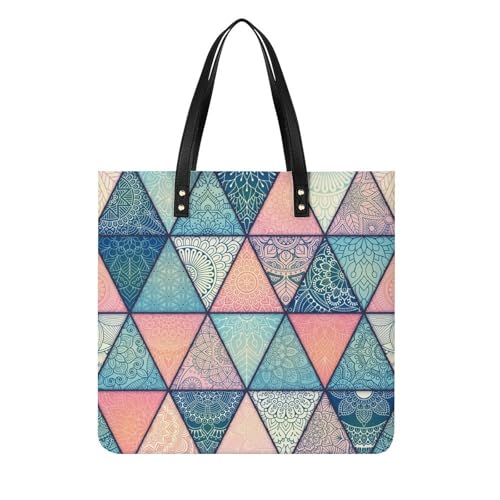 Tote bag de voyage triangle floral pour femmes grand sac à bandoulière en tissu de 39x39cm