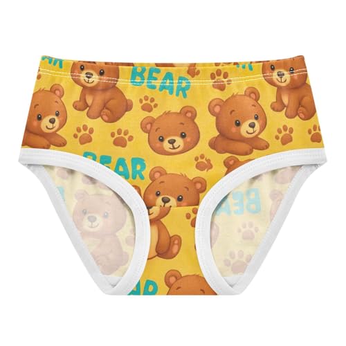 Joisal Flower Girls Underwear Toddlers 2t Cotton Cute Panties Girl Cute Cartoon Bear Yellow Briefs Girls Undies