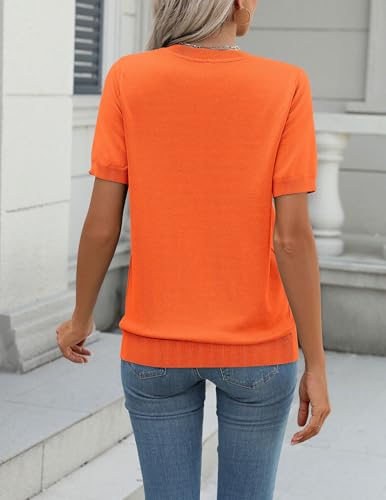 Image of Zeagoo Womens Summer Short Sleeve Tops Crew Neck Lightweight Pullover Sweaters Loose Dressy Casual Blouse Basic Clothes