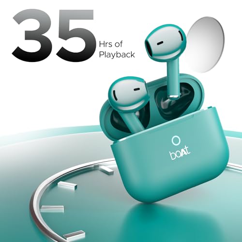 Boat Airdopes Joy, 35Hrs Battery, Fast Charge, IWP Tech, Low Latency, 2Mic ENx, Type-C Port, v5.3 Bluetooth Earbuds, TWS Ear Buds Wireless Earphones with mic(Dark Cyan) view 2