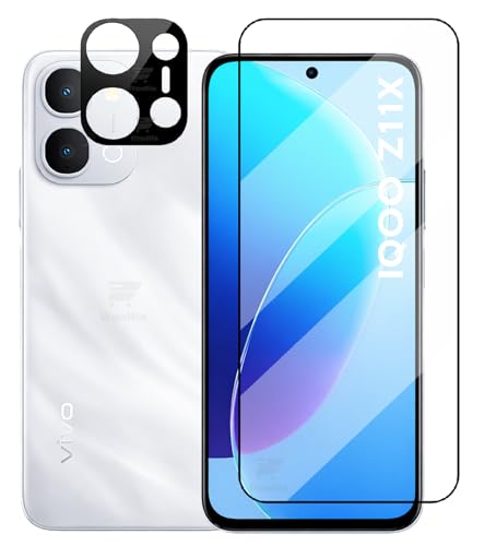 Image of WonRia [1+1 Tempered Glass Compatible with iQOO Z11x 5G with 3D Camera Glass Protector 9H Hardness Screen Guard Protector - (Pack of 2)