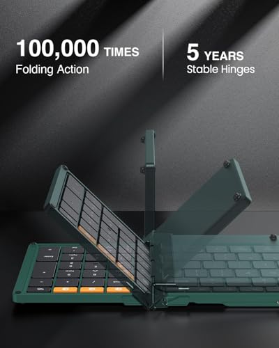 Image of ProtoArc XK01 Full-Size Foldable Bluetooth Keyboard for Travel, Green | 105 keys, number pad, 0.65in keycaps, 3-device Bluetooth 5.1 switching, USB-C charging, for laptop tablet phone