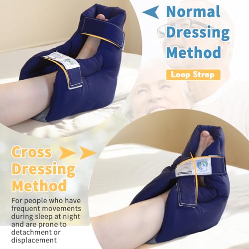 Image of EZ Assitive Heel Protector Sleeves - Open Heel Design for Pressure Relief, Adjustable Straps, Soft & Breathable Fabric, Fits Both Feet (1pc) - Ideal for Bedridden, Elderly & Diabetic Care