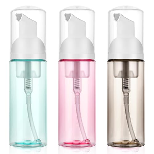 AOZUO 60ml/2oz Foam Pump Bottles, 3PCS Empty Travel Foaming Dispenser Refillable Mousse Bottle Travel Size Foam Pump Bottle for Hand Soap Lash Cleanser Shampoo Face Wash