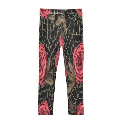Bolaz Toddler Girls Leggings Printed Yoga Pants Leggings Web Red Rose for Kids2