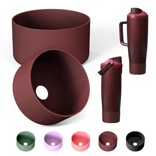 Alwenid 2PCS Silicone Boot for Owala FreeSip Sway 30oz 40oz Bottle Anti-Slip Protective Sleeve Bottom Bumper Protector for Owala FreeSip Sway Stainless Steel Water Tumbler Cup(Black Cherry)