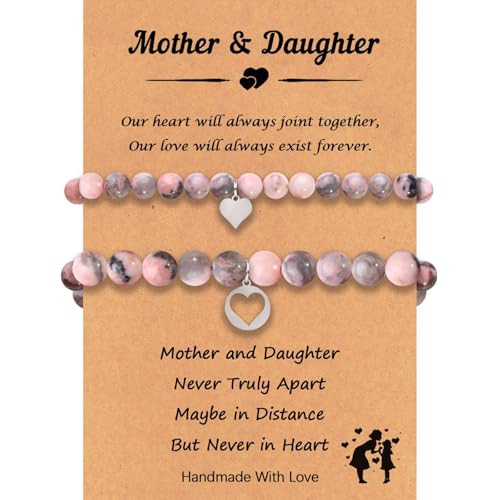 Image of Mother Daughter Bracelets Set for 2 Matching Heart Bracelets for Mother and Daughter to My Mom Bracelet Birthday Mothers Day Gifts for Mom Daughters
