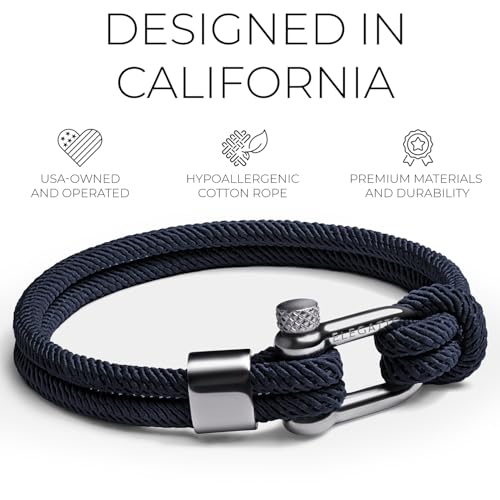 Elegatto Alchor Platinum Rope Bracelet for Men | Premium Nylon Marine Cord with Silver Polished Stainless Steel Shackle Closure | Waterproof and Fade-Resistant | Men’s Designer Bracelets - Image 3