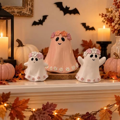 caiydramy 5.7" 3 Pcs Halloween Ghost Figurines, Cute Girly Table Decor - image 7