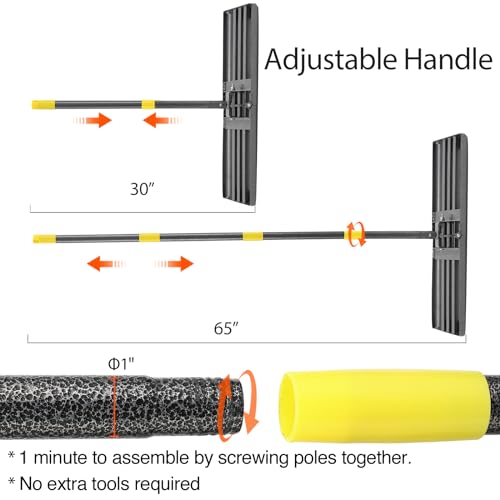 Image of Lawn Leveling Rake, Heavy Duty Levelawn Tool for Garden Level Soil or Dirt Ground Surfaces Easily, 30 inch x 10 inch Ground Plate, Steel Handle Length is 65 inch