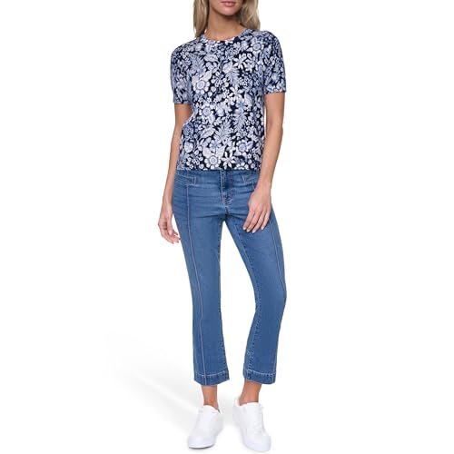 Image of Nautica Women's Crew Neck Solid Short Sleeve Sweater