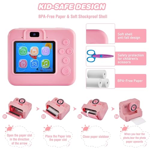 image for GYACS Kids Instant Print Camera, 1080P Selfie Video Camera with DIY Jo