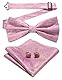JEMYGINS Herren Fliege mit Cashewblütendesign Retro-Design mit Manschettenknöpfen und Einstecktuch,Rosa Dame. Rosa Dame