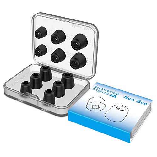 Replacement Ear Buds, New Bee Replacement Ear Tips Earbuds 12 Pieces with Case Memory Foam 4.5mm-6.3mm for Jaybird, Beats, Sony, Nexus, LG (New S/M/L)