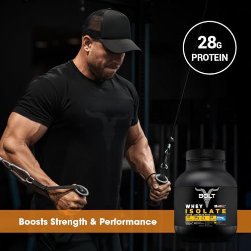 Image of Bolt 100% Whey Isolate Powder | 28g Protein Per Scoop, 7G BCAA | Alphonso Mango | 69 Servings | 5lb,2.268kg | Muscle Recovery | Lean Muscle Support | Fast Absorption | Gluten-Free | Easy to Digest