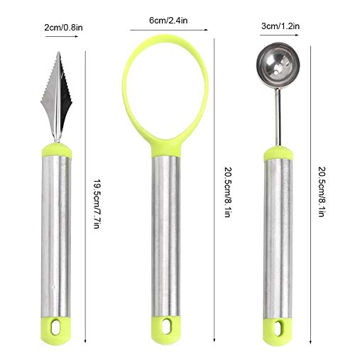 Multifunctionele fruitschep, 3 stuks multifunctioneel fruitsnijapparaat watermeloen schep meloen graafmachine fruit pulp kern verwijderen gereedschap (geel) - Image 3