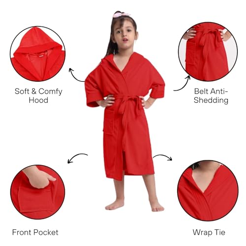 Image of CREEVA Cozy Hooded Bathrobe for Kids - Lightweight, Quick-Dry, and Perfect for Daily Use