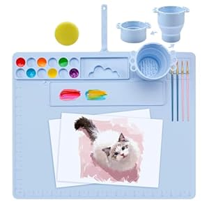 Large Silicone Painting Mat for Kids – Heavy Duty Art Mat with Cup, Artist Creations DIY Gift 20” X 16” (Blue)
