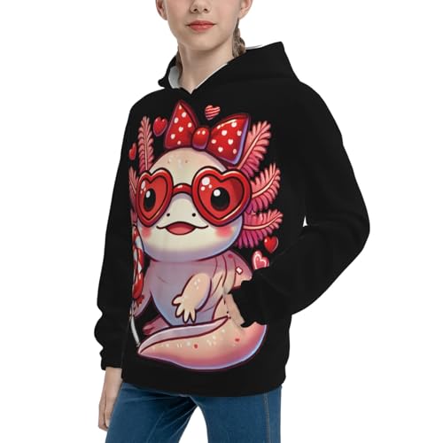 Lollipop Bow Axolotls Hoodie Youth Hooded Sweatshirt 3D Digital Printed With Pockets Tops2