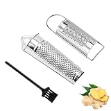 Pasdrucn 2Pcs Muskatnuss Mühle Mit 2 Bürsten, 14cm Edelstahl Muskatnuss Reibe...