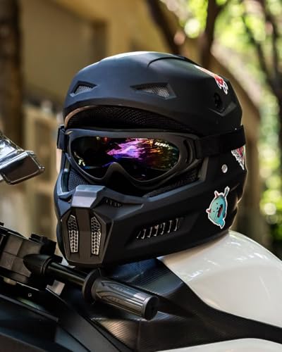 ILM Youth Dirt Bike Helmets with stickers Kids ATV Helmet Motocross BMX Off Road Motorbike with Goggles Gloves Mask DOT Model MT601Y-Stickers (Youth-XLarge, Matte Black)