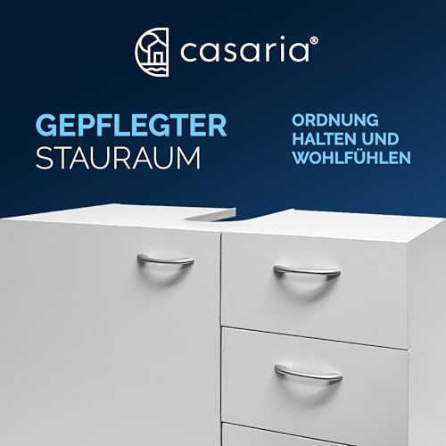 Waschbeckenunterschrank Casaria mit 3 Schubladen in Weiß