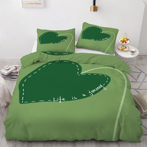 Housse de couette 160x200 haut de gamme parure lit vert microfibre - 2