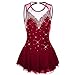 JRUIA Girls' Ice Roller Skating Competition Dress Simple Generous Gymnastics Figure Skating Skirt for Women Rhinestone,A,5_8Years
