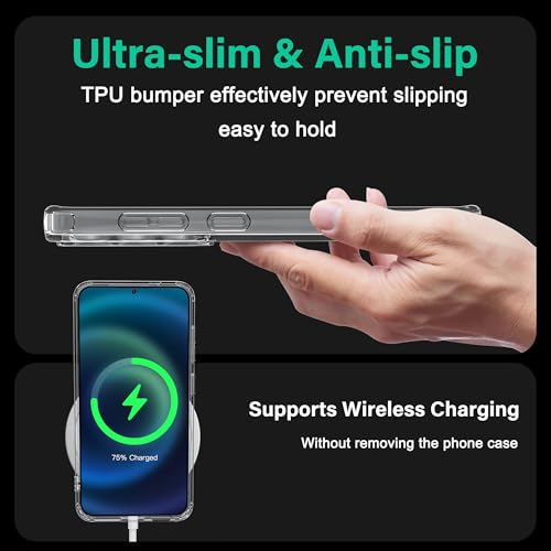Image of ONES for Samsung Galaxy S25 / S24 Slim Case Clear, [PC + TPU Hybrid][Military-Grade Drop Protection][Anti-Yellowing], Shockproof Silicone Hard Cover, Transparent
