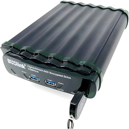 BUSlink CipherShield Encrypted External HDD – 2-Port USB 3.2 Gen 1 Hub & eSATA, FIPS 140-2, 256-Bit AES, HIPAA/TAA Compliant, Hardware Encryption, Desktop Drive (Mode 0 Key HDD, 24TB)