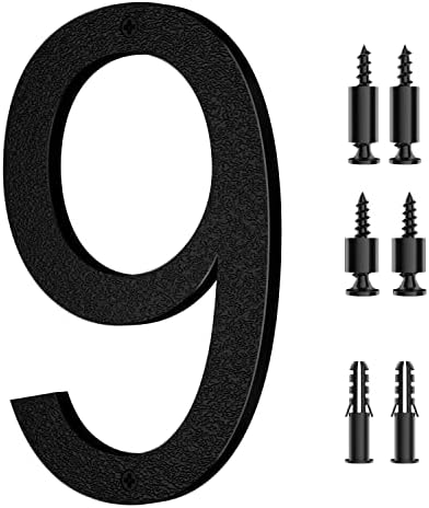 8 Inch Large Floating House Numbers, IVERRA Black Modern House Number, Big Plastic Outside Address Numbers for Door Mailbox Street (9)