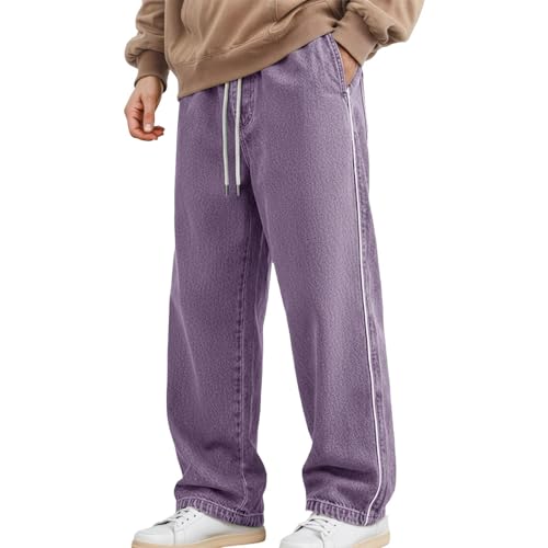 Pantalon décontracté délavé à coupe ample et style uni minimaliste