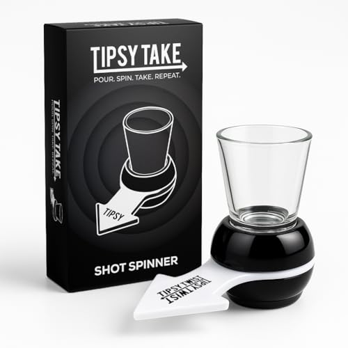 Tipsy Take - Shot Drink Spinner For Game Night - Spin the Shot Fun Drinking Game - Portable and Compact Party Starter - Drinking Games For Adults - Includes Spinner & 2oz Shot Glass