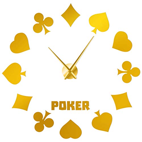 Horloge murale muette poker dorée sans bruit grand format YH - 2