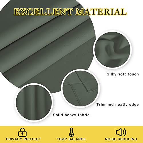NICETOWN Blackout Curtains 72 inches Long, Grommet Privacy Window Treatment Thermal Insulated Room Darkening Sliding Glass Door Drape for Bedroom Living Room, 1 Panel, W100 x L72, Dark Mallard