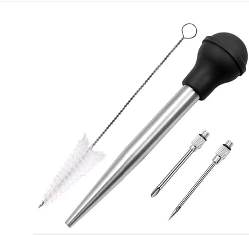 Latauar 304 - Set di 4 siringhe in acciaio INOX per barbabietola con ago per iniettore per marinata (2) e spazzola per la pulizia.