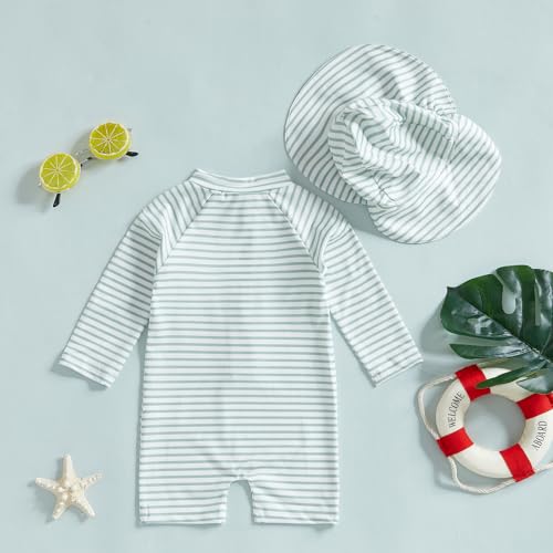 Baby Boys Swimsuit Onepiece Striped Zipper Swimwear Baby Toddler Girls Bathing Suit Rash Guard Swimming Sunsuit4