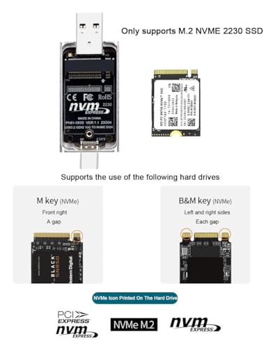 Carcasa SSD M.2 2230 NVME 10Gbps Aluminio Plata miniatura 5