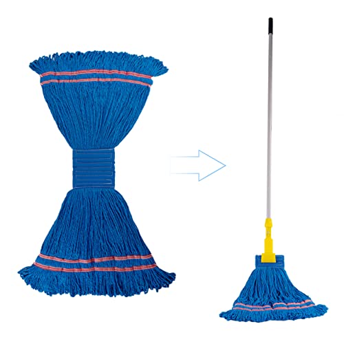 Image of Matthew Cleaning Microfiber String Mop Heavy Duty Commercial Wet Mop Head Replacement,Excellent Absorbency,Premium Launderability,Reusable for Home,Commercial and Industrial Use(Blue,12Pack)
