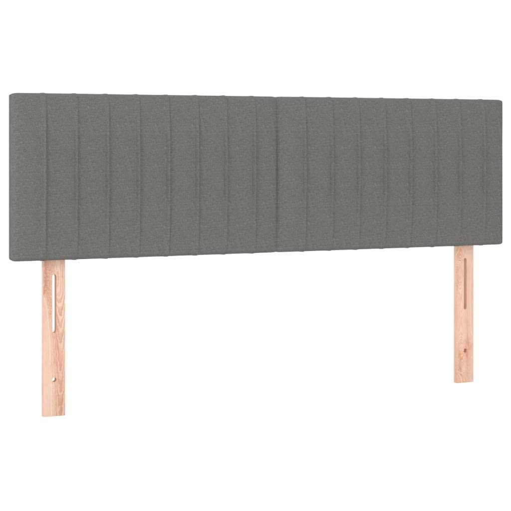 Tkanina z regulowanym zagłówkiem LED 140x190 cm Szary | Łóżko kontynentalne z materacem sprężynowym LED ciemnoszara tkanina 140x190cm z regulowanym zagłówkiem