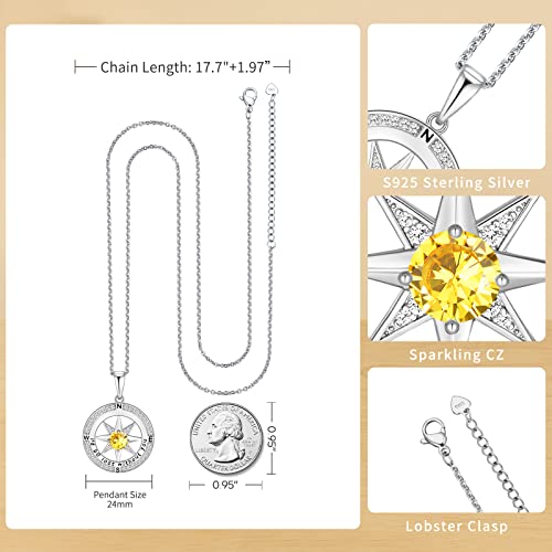 Birthstone Necklace For Women 925 Sterling Silver Necklace Birthstone Gift For Wife Girlfriend Mom Daughter Girls Friends Her On Birthday Anniversary Christmas New Year Valentines Day Mother's Day-Nov #TOP3