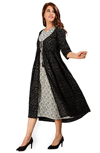 Image of COTLAND Fashions Jaipuri Cotton Flared Strappy Dress with Jacket for Women
