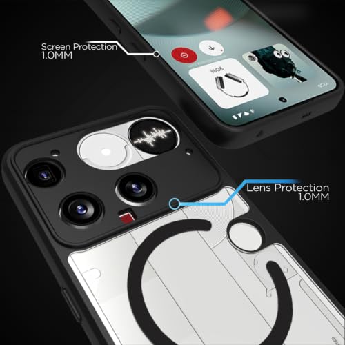 Image of RIGGEAR Shockproof Sleek Hybrid Armor Back Cover Case Compatible with MagSafe Accessories for Nothing Phone 3 (Clear PC + Black TPU Bumper)