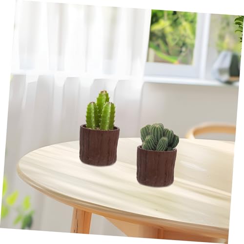 Pots de fleurs imitation bois au design miniature rustique en PP