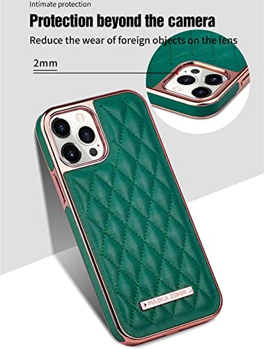 Image of PULOKA iPhone 12 /12 Pro Electroplated Leather Case Royal Diamond Design Back Cover for Apple iPhone 12 /12 Pro 6.1 inchinch - Green