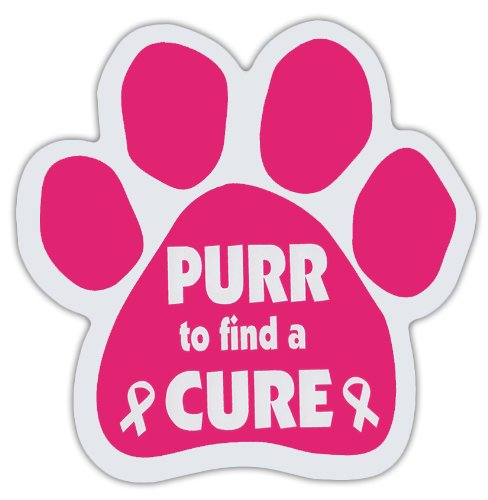 Pink Cat Paw Shaped Magnets: PURR to FIND A CURE (Breast Cancer Awareness)