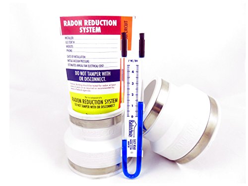 Radon Fan Installation Kit (Rubber couplings, manometer and system labels) (3x4, White)